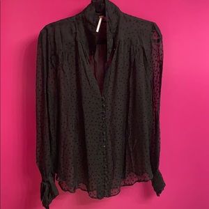 Black on black, Polkadot peasant top